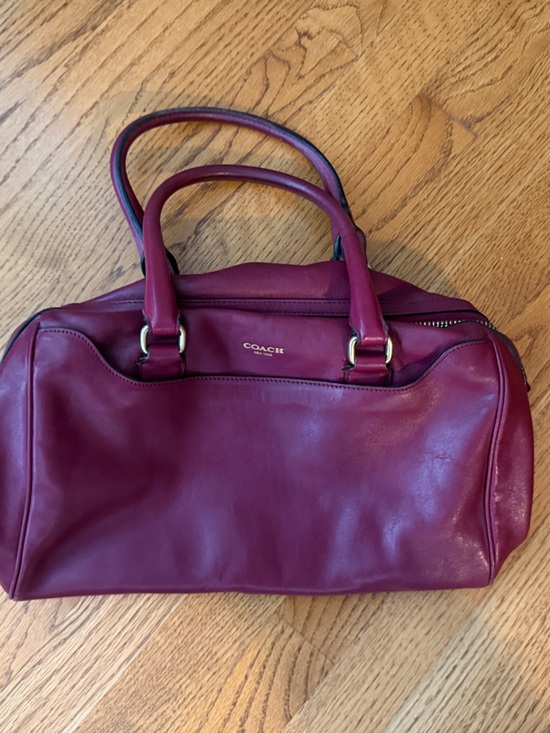 Coach Handbags - Coach Leather Shoulder Bag in Deep Berry